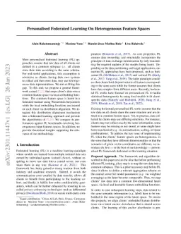 Personalised Federated Learning On Heterogeneous Feature Spaces
