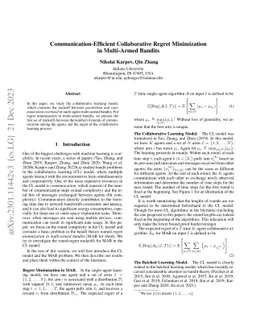 Communication-Efficient Collaborative Regret Minimization in Multi-Armed
  Bandits