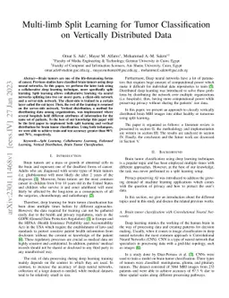 Multi-limb Split Learning for Tumor Classification on Vertically
  Distributed Data