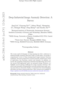 Deep Industrial Image Anomaly Detection: A Survey