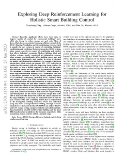 Exploring Deep Reinforcement Learning for Holistic Smart Building
  Control