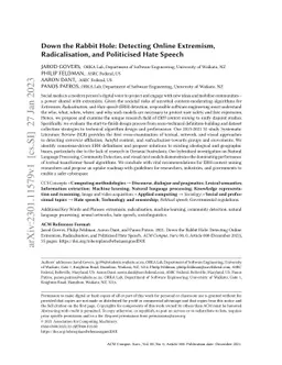 Down the Rabbit Hole: Detecting Online Extremism, Radicalisation, and
  Politicised Hate Speech