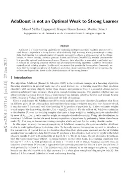 AdaBoost is not an Optimal Weak to Strong Learner