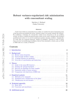 Robust variance-regularized risk minimization with concomitant scaling