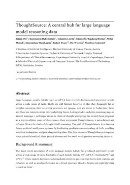 ThoughtSource: A central hub for large language model reasoning data