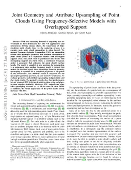Joint Geometry and Attribute Upsampling of Point Clouds Using
  Frequency-Selective Models with Overlapped Support