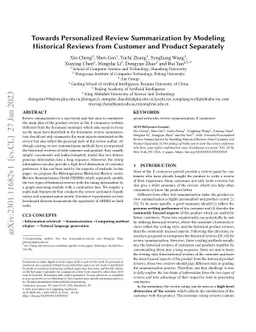 Towards Personalized Review Summarization by Modeling Historical Reviews
  from Customer and Product Separately