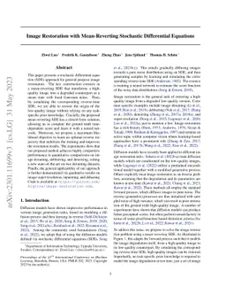 Image Restoration with Mean-Reverting Stochastic Differential Equations