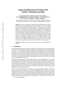Improving Behavioural Cloning with Positive Unlabeled Learning