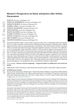 Women's Perspectives on Harm and Justice after Online Harassment
