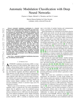 Automatic Modulation Classification with Deep Neural Networks