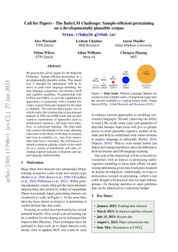 Call for Papers -- The BabyLM Challenge: Sample-efficient pretraining on
  a developmentally plausible corpus