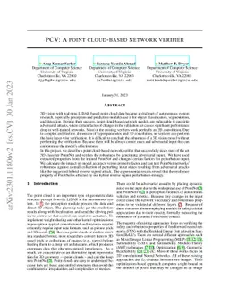 PCV: A Point Cloud-Based Network Verifier
