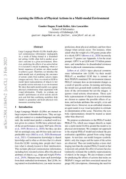 Learning the Effects of Physical Actions in a Multi-modal Environment