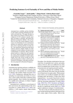 Predicting Sentence-Level Factuality of News and Bias of Media Outlets