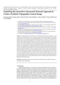 Exploiting the Generative Adversarial Network Approach to Create a
  Synthetic Topography Corneal Image