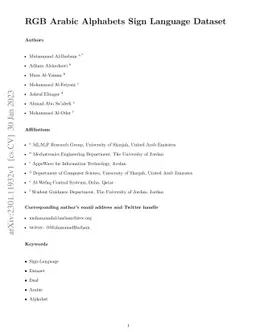 RGB Arabic Alphabets Sign Language Dataset