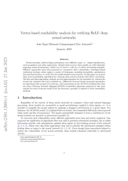 Vertex-based reachability analysis for verifying ReLU deep neural
  networks