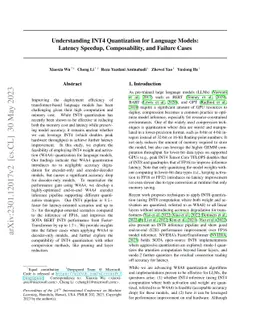 Understanding INT4 Quantization for Transformer Models: Latency Speedup,
  Composability, and Failure Cases