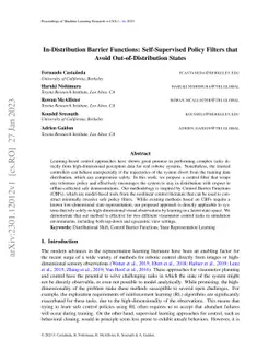 In-Distribution Barrier Functions: Self-Supervised Policy Filters that
  Avoid Out-of-Distribution States