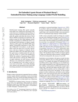 Do Embodied Agents Dream of Pixelated Sheep: Embodied Decision Making
  using Language Guided World Modelling
