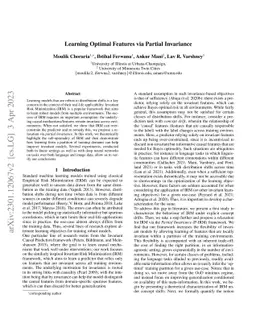 Learning Optimal Features via Partial Invariance