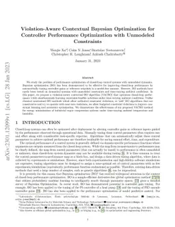 Violation-Aware Contextual Bayesian Optimization for Controller
  Performance Optimization with Unmodeled Constraints