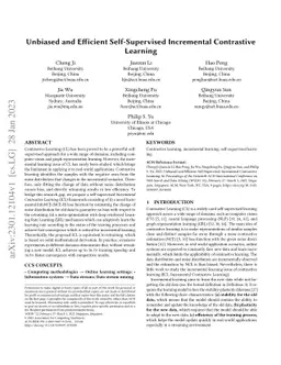 Unbiased and Efficient Self-Supervised Incremental Contrastive Learning