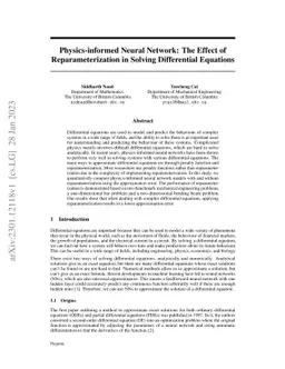 Physics-informed Neural Network: The Effect of Reparameterization in
  Solving Differential Equations