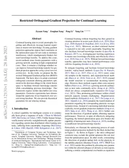 Restricted Orthogonal Gradient Projection for Continual Learning