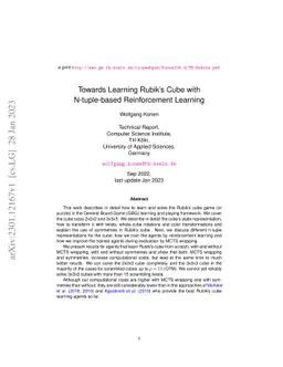 Towards Learning Rubik's Cube with N-tuple-based Reinforcement Learning