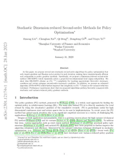 Stochastic Dimension-reduced Second-order Methods for Policy
  Optimization