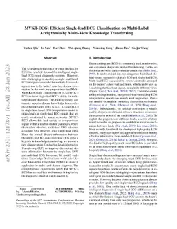 MVKT-ECG: Efficient Single-lead ECG Classification on Multi-Label
  Arrhythmia by Multi-View Knowledge Transferring