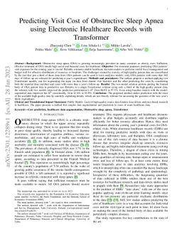 Predicting Visit Cost of Obstructive Sleep Apnea using Electronic
  Healthcare Records with Transformer