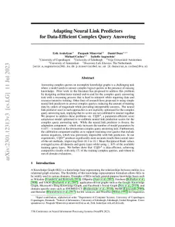 Adapting Neural Link Predictors for Data-Efficient Complex Query
  Answering