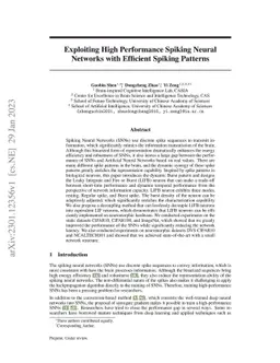 Exploiting High Performance Spiking Neural Networks with Efficient
  Spiking Patterns