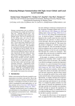 Enhancing Dialogue Summarization with Topic-Aware Global- and Local-
  Level Centrality