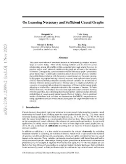 On Learning Necessary and Sufficient Causal Graphs