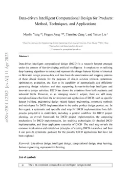 Data-driven intelligent computational design for products: Method,
  techniques, and applications