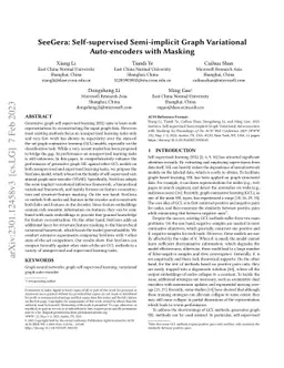 SeeGera: Self-supervised Semi-implicit Graph Variational Auto-encoders
  with Masking