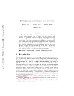 Testing mean and variance by e-processes