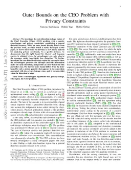 Outer Bounds on the CEO Problem with Privacy Constraints