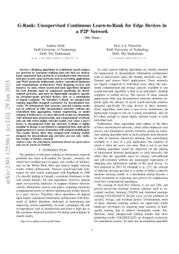 G-Rank: Unsupervised Continuous Learn-to-Rank for Edge Devices in a P2P
  Network