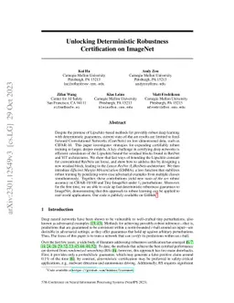Unlocking Deterministic Robustness Certification on ImageNet