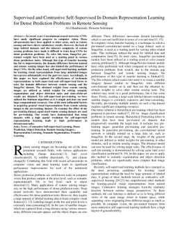 Supervised and Contrastive Self-Supervised In-Domain Representation
  Learning for Dense Prediction Problems in Remote Sensing