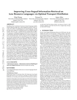 Improving Cross-lingual Information Retrieval on Low-Resource Languages
  via Optimal Transport Distillation