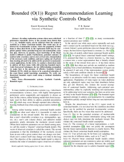 Bounded (O(1)) Regret Recommendation Learning via Synthetic Controls
  Oracle
