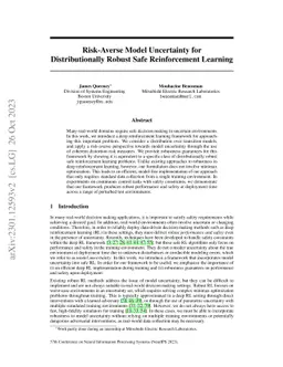 Risk-Averse Model Uncertainty for Distributionally Robust Safe
  Reinforcement Learning