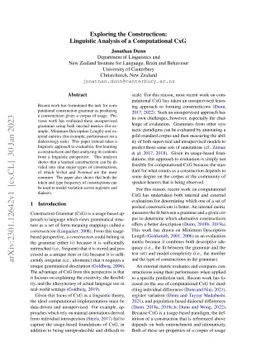 Exploring the Constructicon: Linguistic Analysis of a Computational CxG