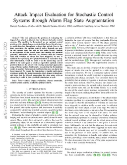 Attack Impact Evaluation for Stochastic Control Systems through Alarm
  Flag State Augmentation